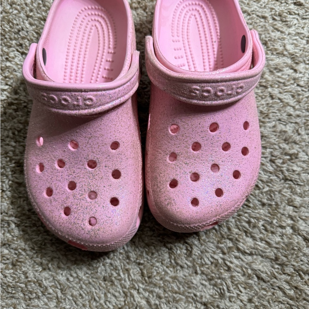 CROCS Pink Sparkle Sandals Lightweight Comfort